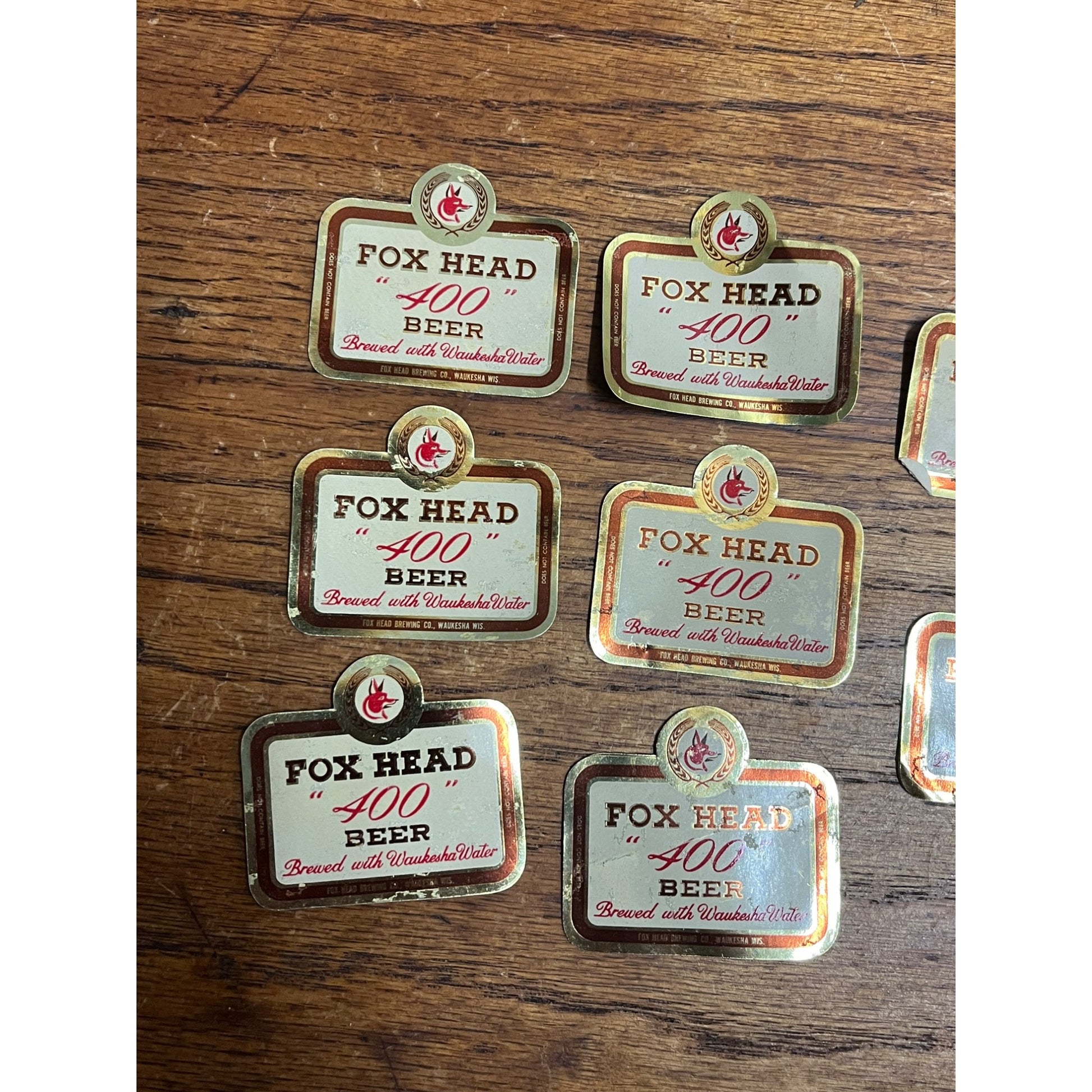 Vintage 1940s Fox Head 400 Beer Bottle Labels Waukesha Wis Mini
