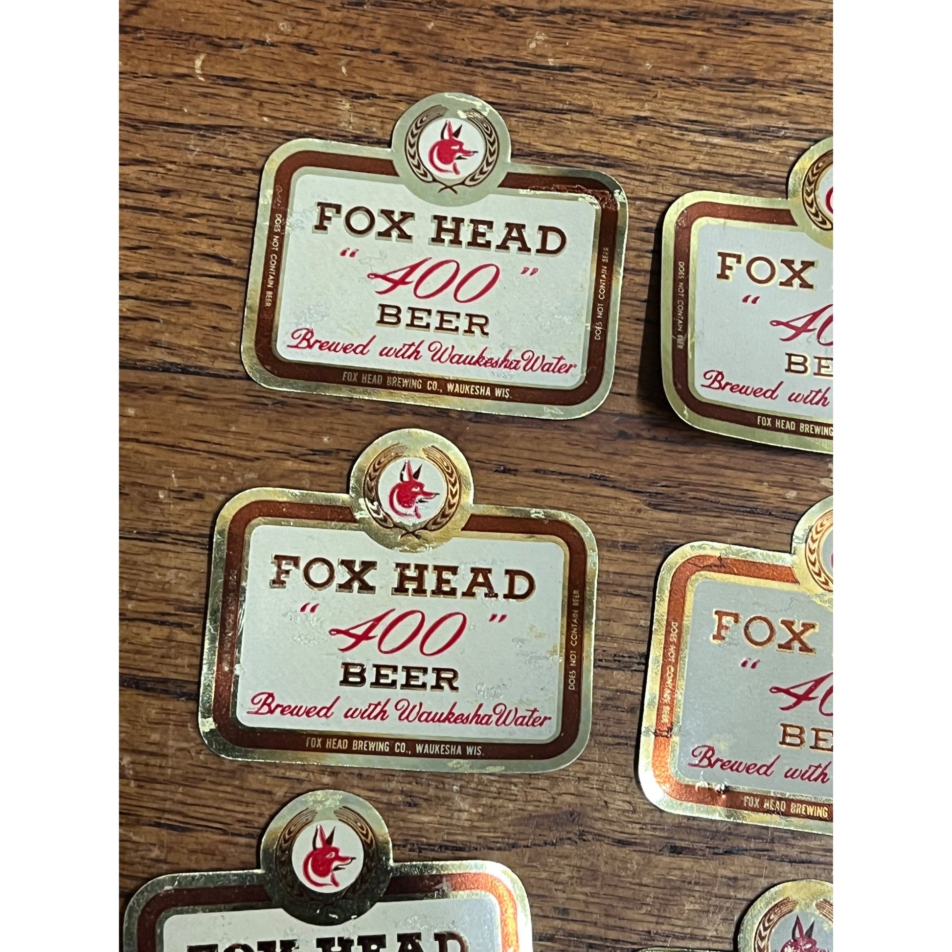 Vintage 1940s Fox Head 400 Beer Bottle Labels Waukesha Wis Mini