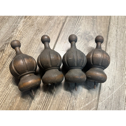 Antique Vintage Wooden 5" Pediments Finials for Furniture - Victorian Salvage