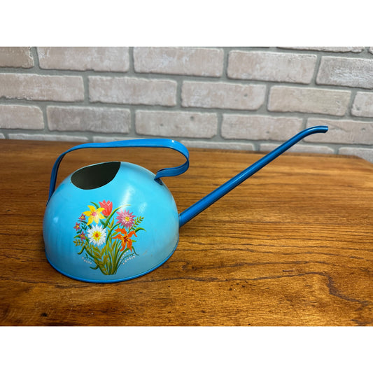 Vintage Ohio Art Child's Watering Can Floral Flowers Toy Garden Sprinkler Tin Litho