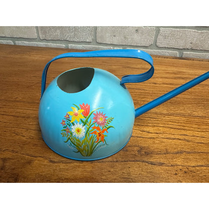 Vintage Ohio Art Child's Watering Can Floral Flowers Toy Garden Sprinkler Tin Litho