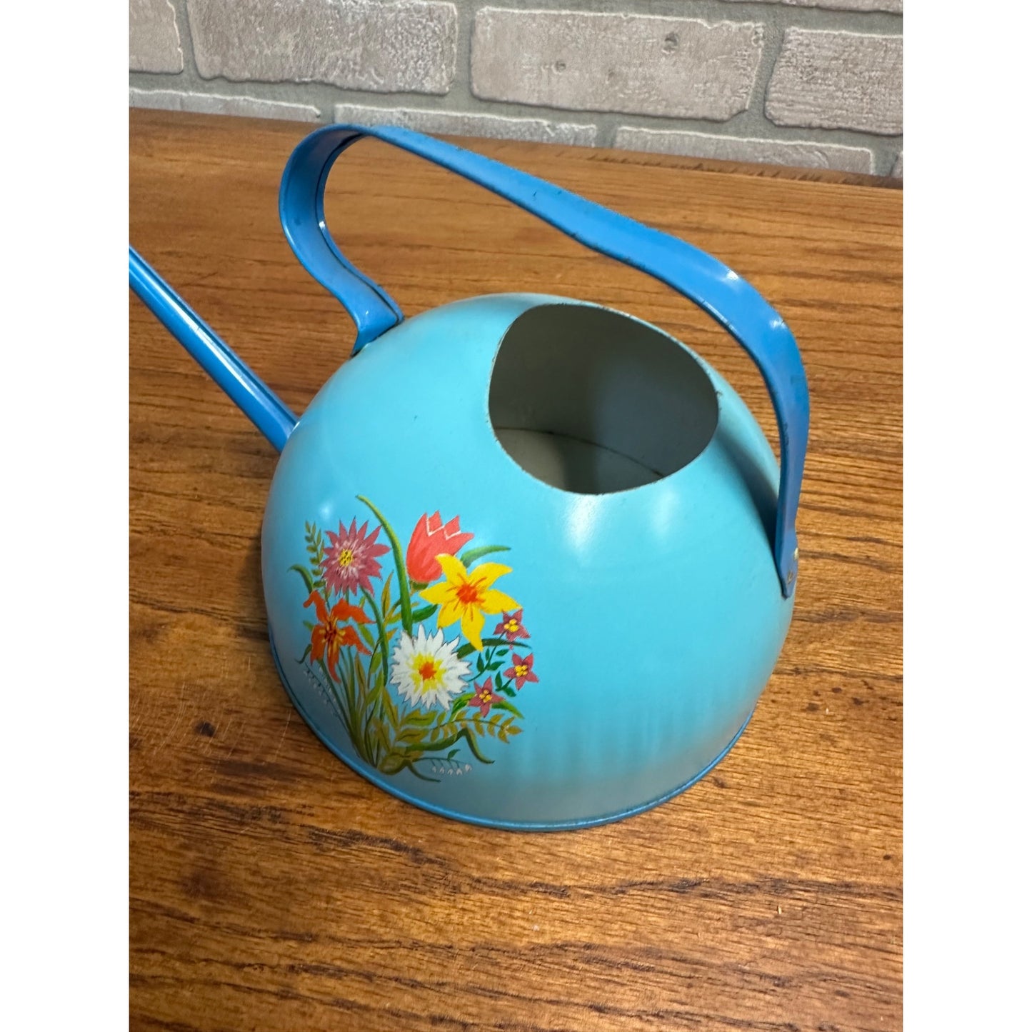 Vintage Ohio Art Child's Watering Can Floral Flowers Toy Garden Sprinkler Tin Litho