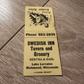 Vintage Swedish Inn tavern Lake Lorraine Richmond Wisconsin Matchbook