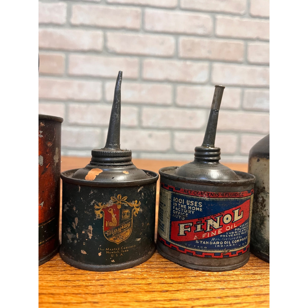 Vintage Standard Oil Finol, Maytag, Sears Hand Oilers Advertising Lot Cans Gas