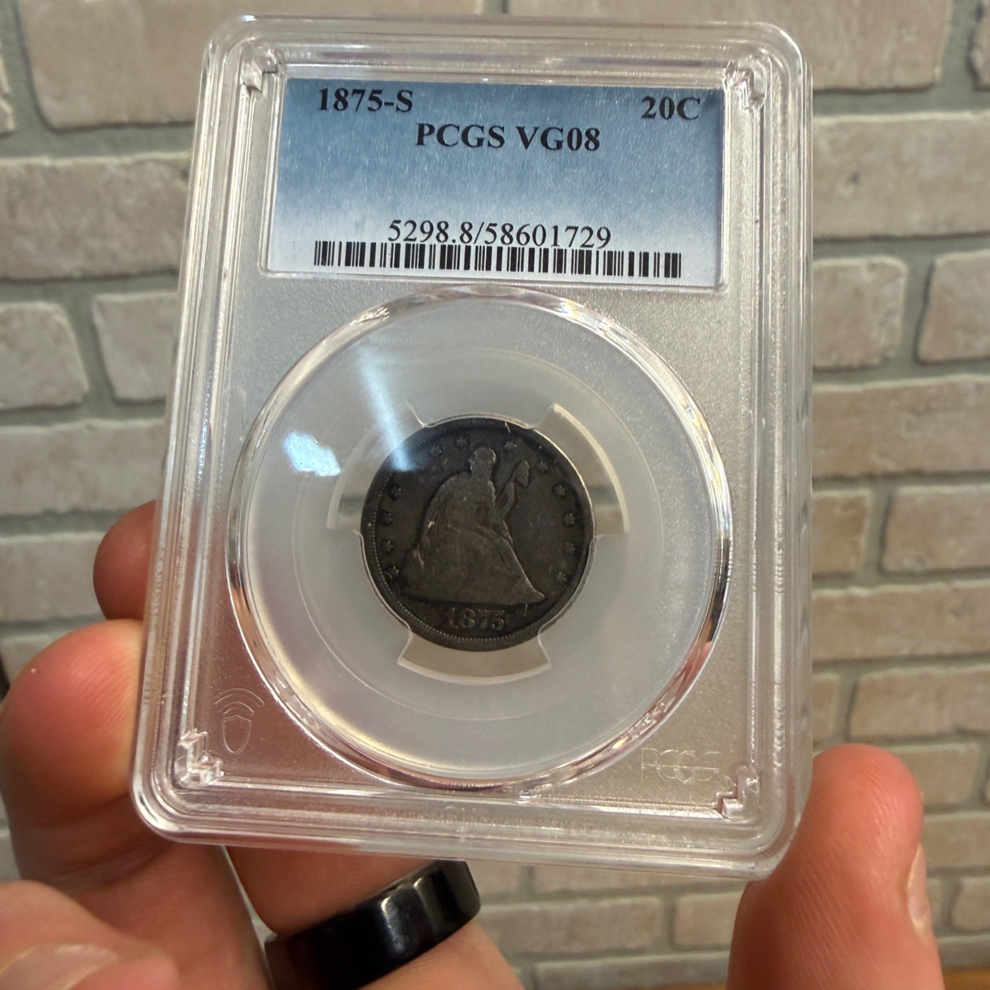 1875 S 20 Cent Piece PCGS  Graded VG08 Coin