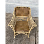 Antique c1900 Victorian Wicker Rattan Rocking Chair Braided Reed Rocker Original