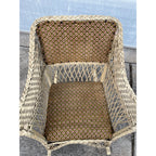 Antique c1900 Victorian Wicker Rattan Rocking Chair Braided Reed Rocker Original