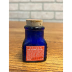 Antique 1920s Poison Cobalt Blue Apothecary Bottle w/ Labels - MINT