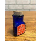 Antique 1920s Poison Cobalt Blue Apothecary Bottle w/ Labels - MINT