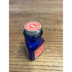Antique 1920s Poison Cobalt Blue Apothecary Bottle w/ Labels - MINT