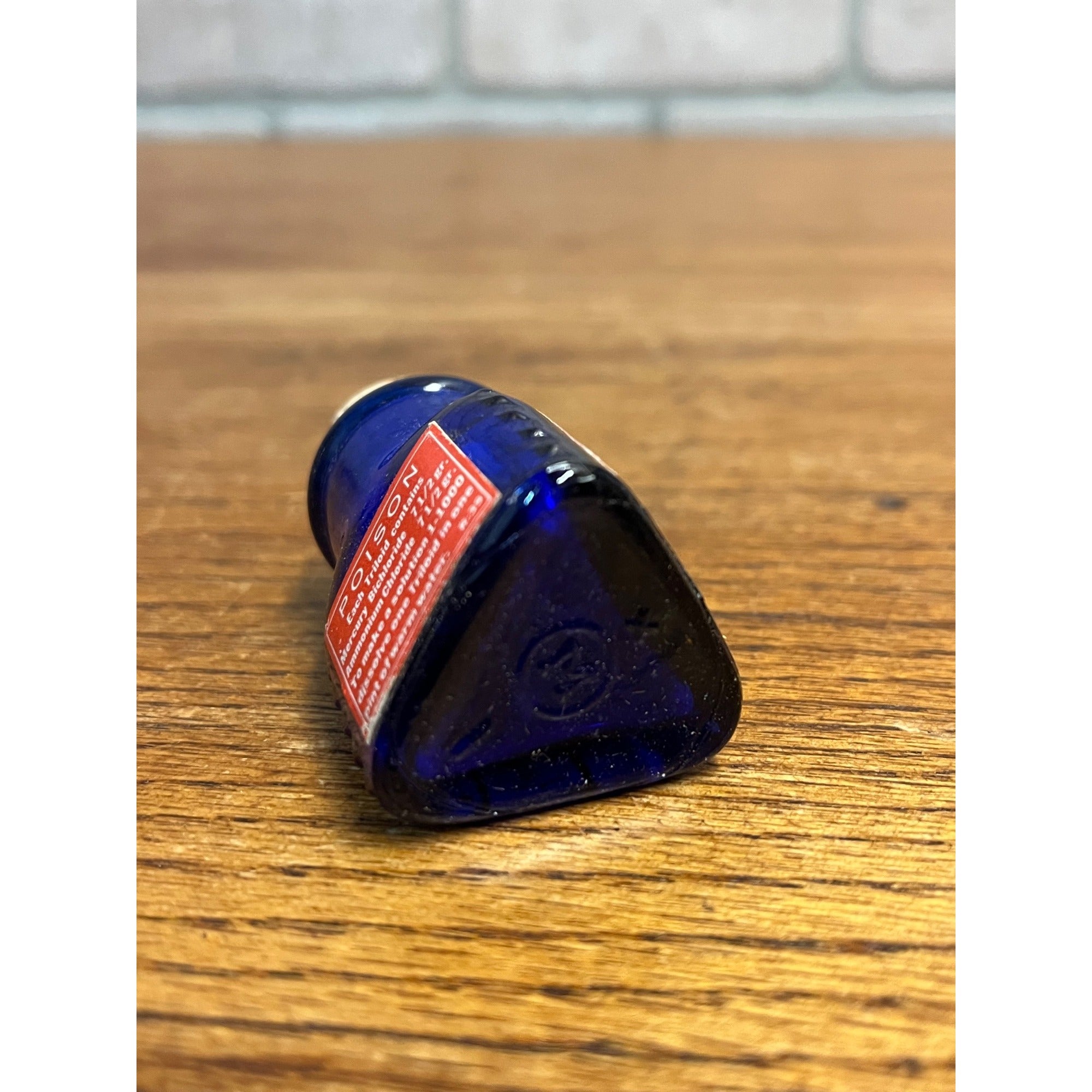 Antique 1920s Poison Cobalt Blue Apothecary Bottle w/ Labels - MINT