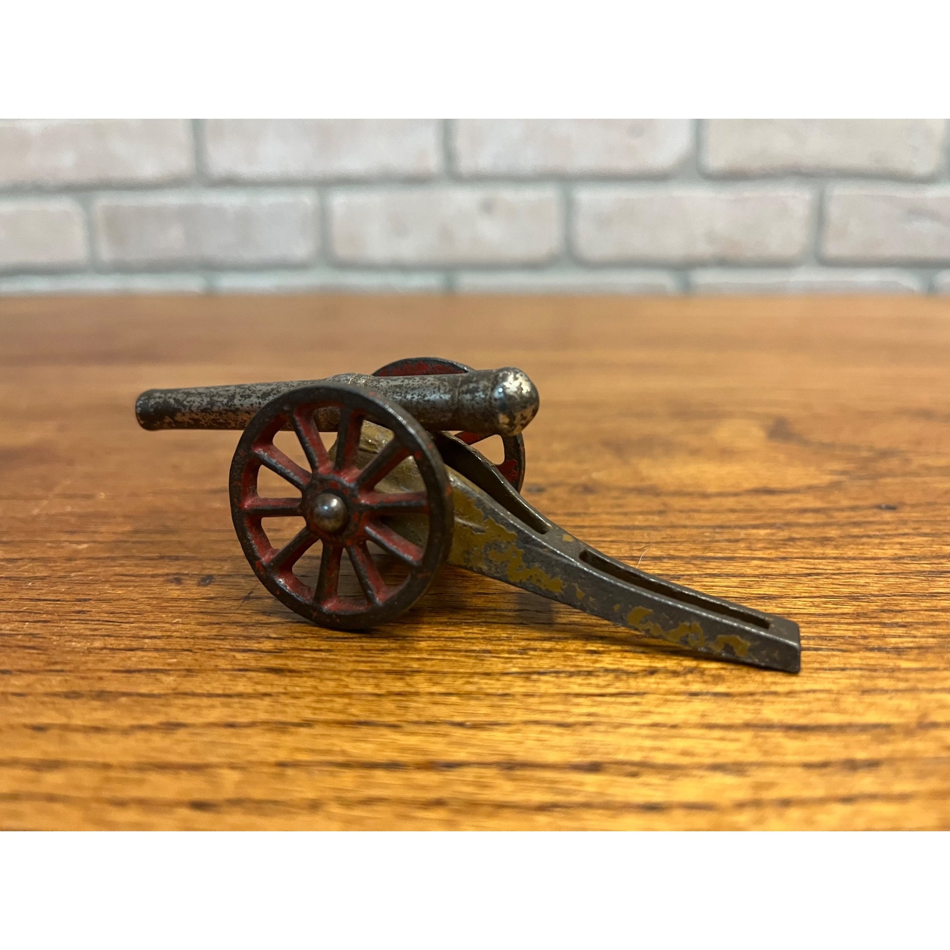 Vintage Arcade Cast Iron Civil War Cannon 4.25" Toy Nickel Plated Barrel
