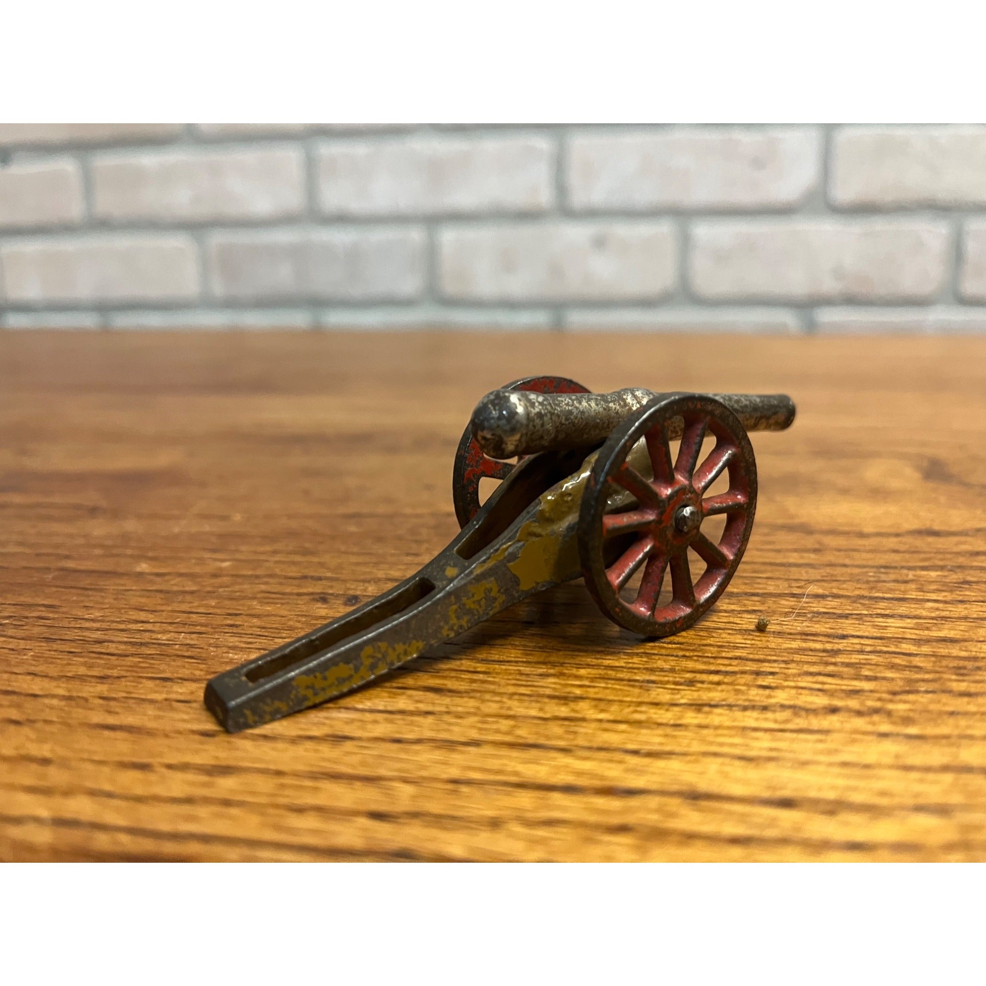 Vintage Arcade Cast Iron Civil War Cannon 4.25" Toy Nickel Plated Barrel