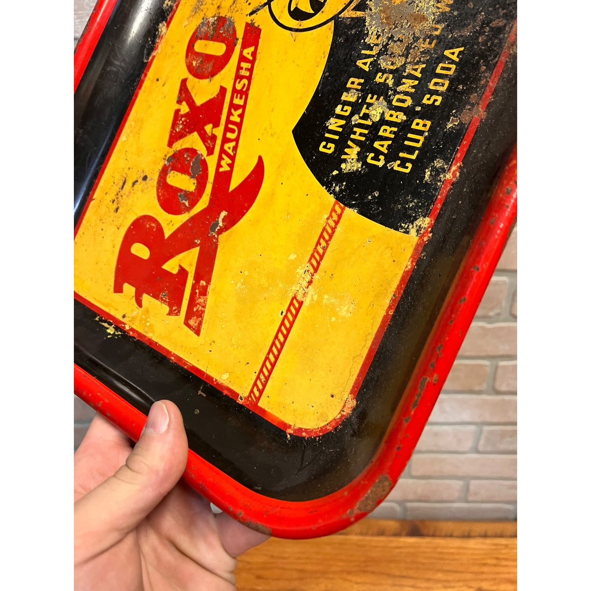 Original 1930s Arcadian Beverages Roxo Spring Water Ale Soda Tray Waukesha WI