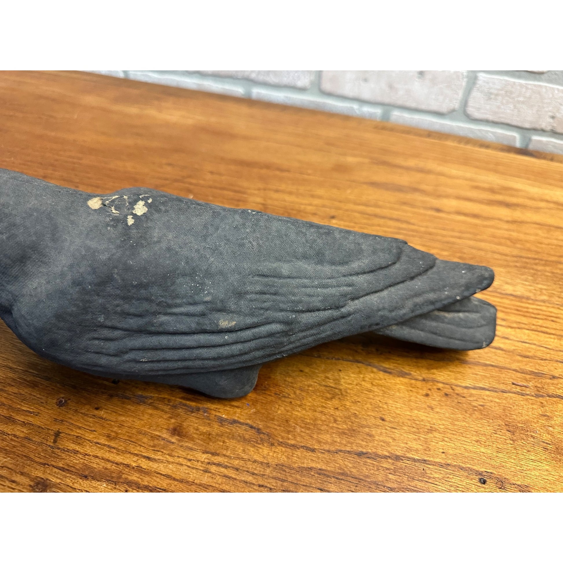 Vintage Paper Mache Black Crow Bird Decoy w/ Glass Eyes Halloween Decor Carry-Lite