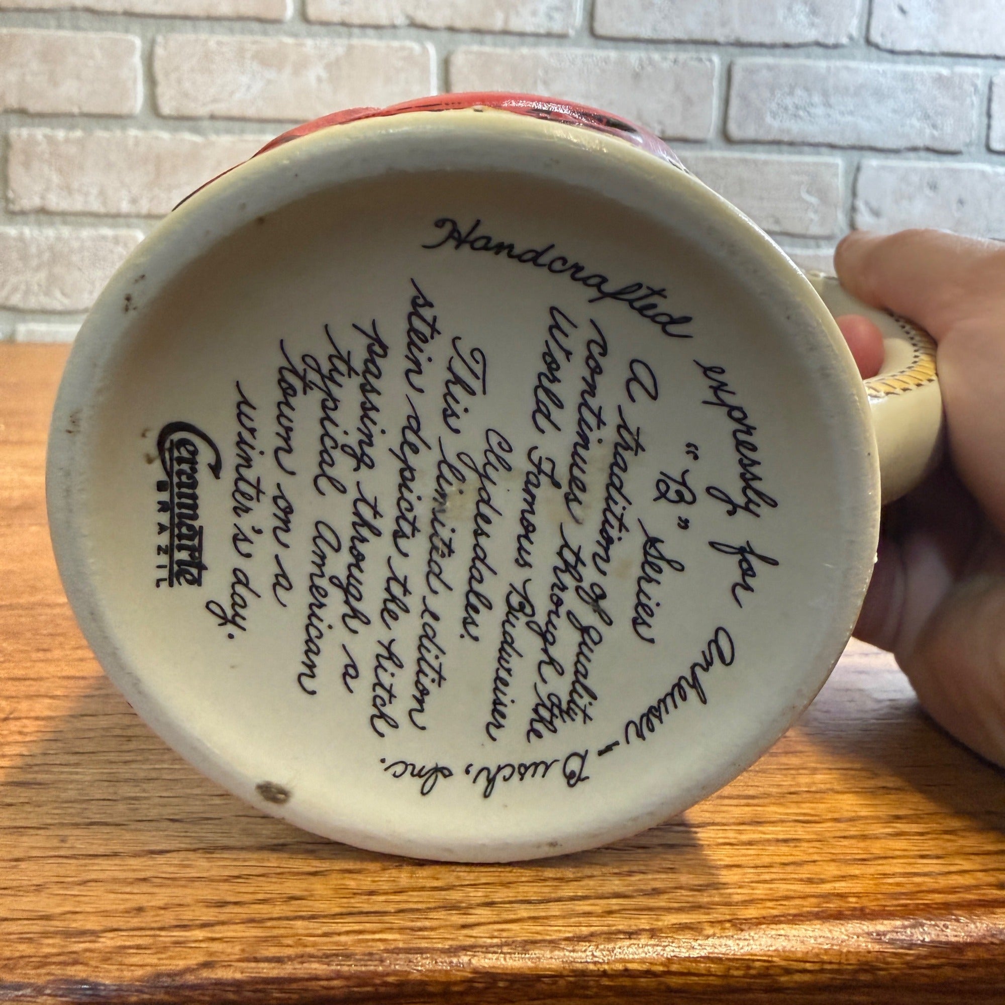 Vintage 1986 Budweiser Clydesdale Horses Beer Stein Mug Ceramic Ceramarte