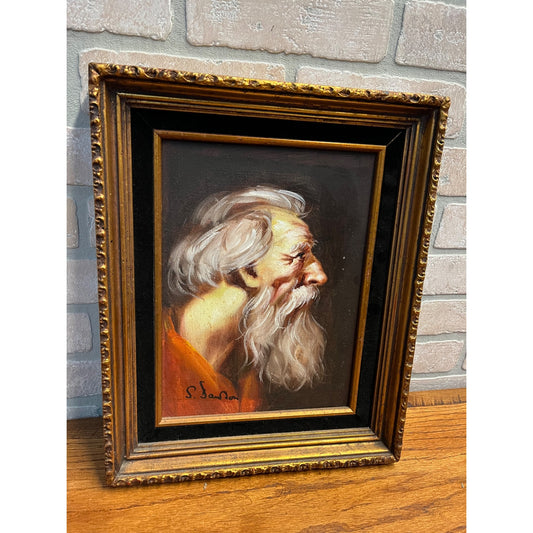 Antique Septimus Dawson English Oil Painting of Old Man Moses? Da Vinci?