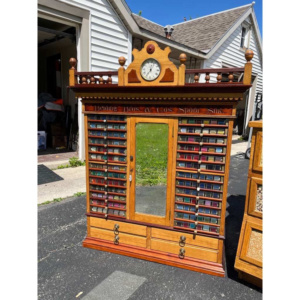 Original Antique 1900s Belding Silk Spool Country Store Advertising Cabinet