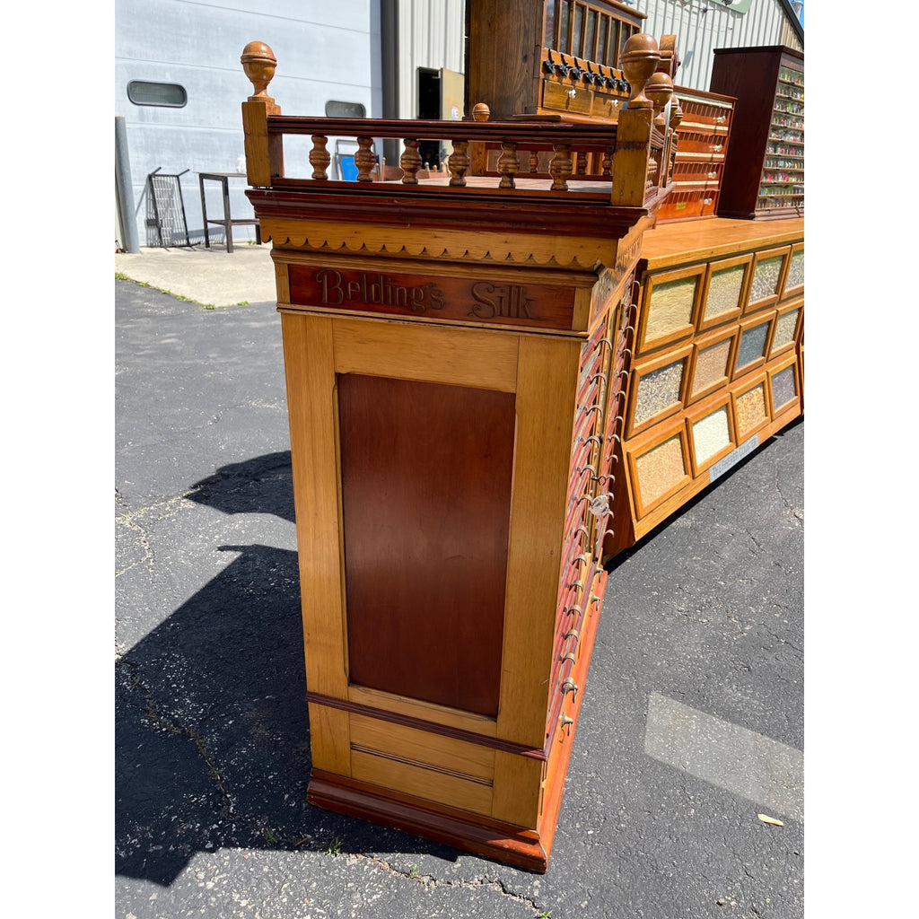 Original Antique 1900s Belding Silk Spool Country Store Advertising Cabinet
