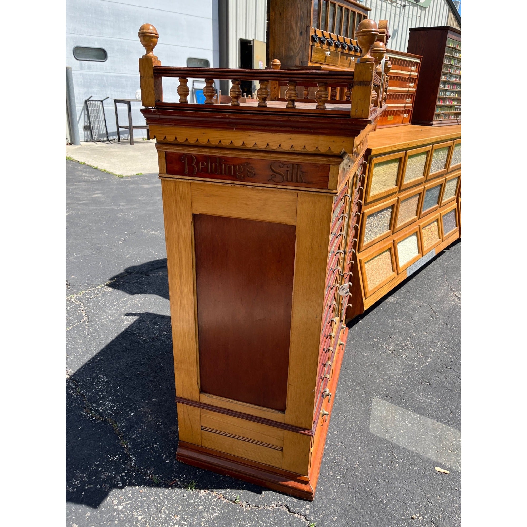 Original Antique 1900s Belding Silk Spool Country Store Advertising Cabinet