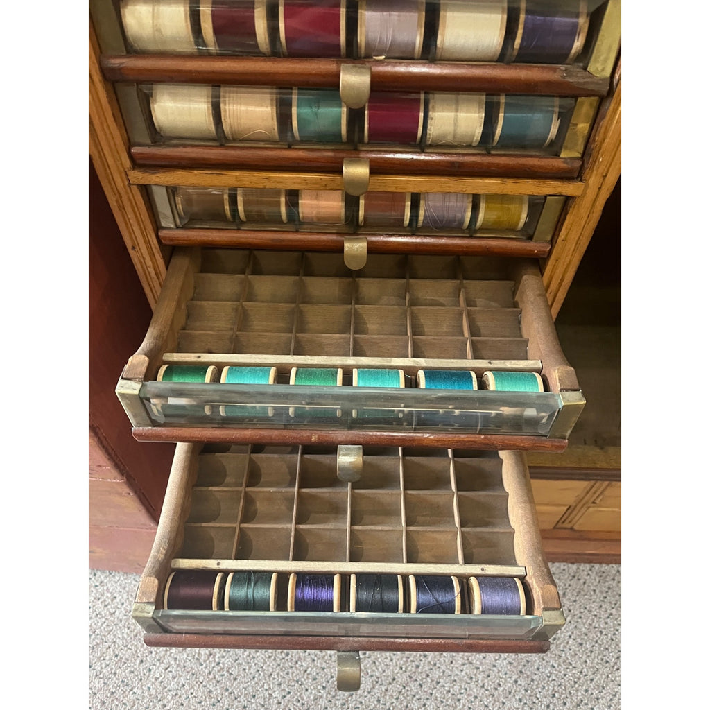 Original Antique 1900s Belding Silk Spool Country Store Advertising Cabinet