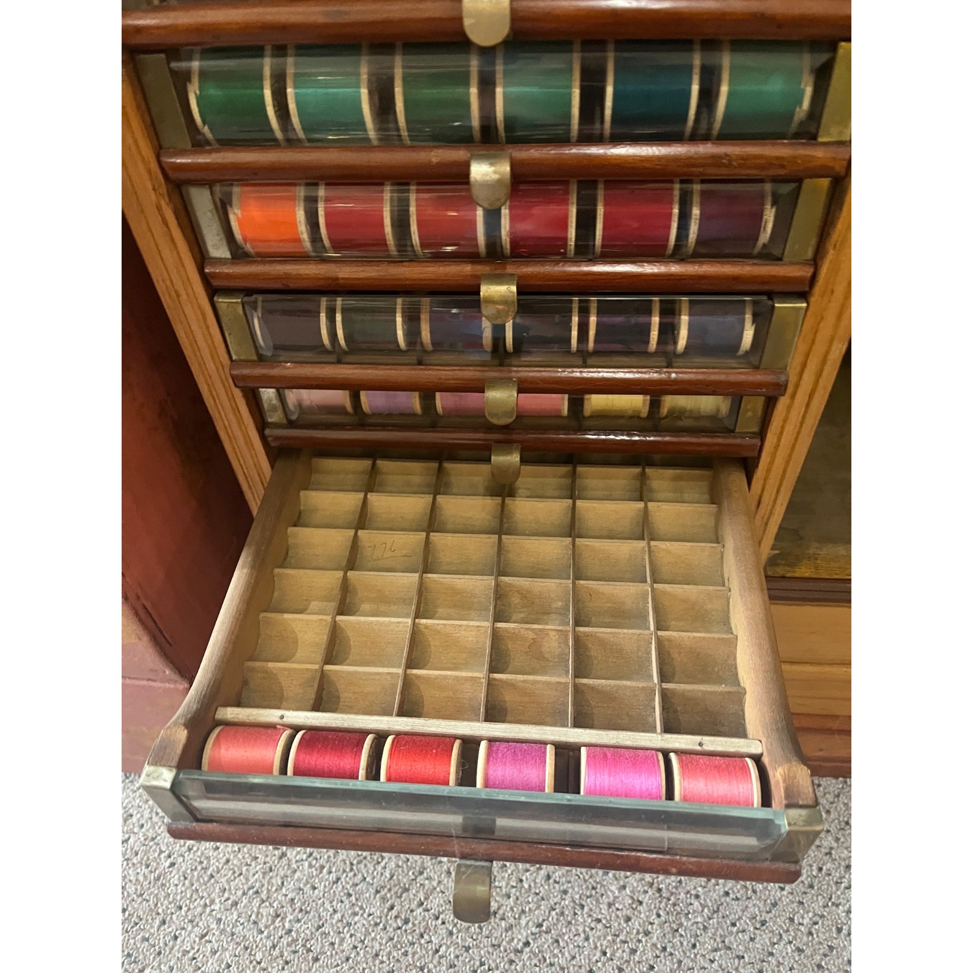 Original Antique 1900s Belding Silk Spool Country Store Advertising Cabinet