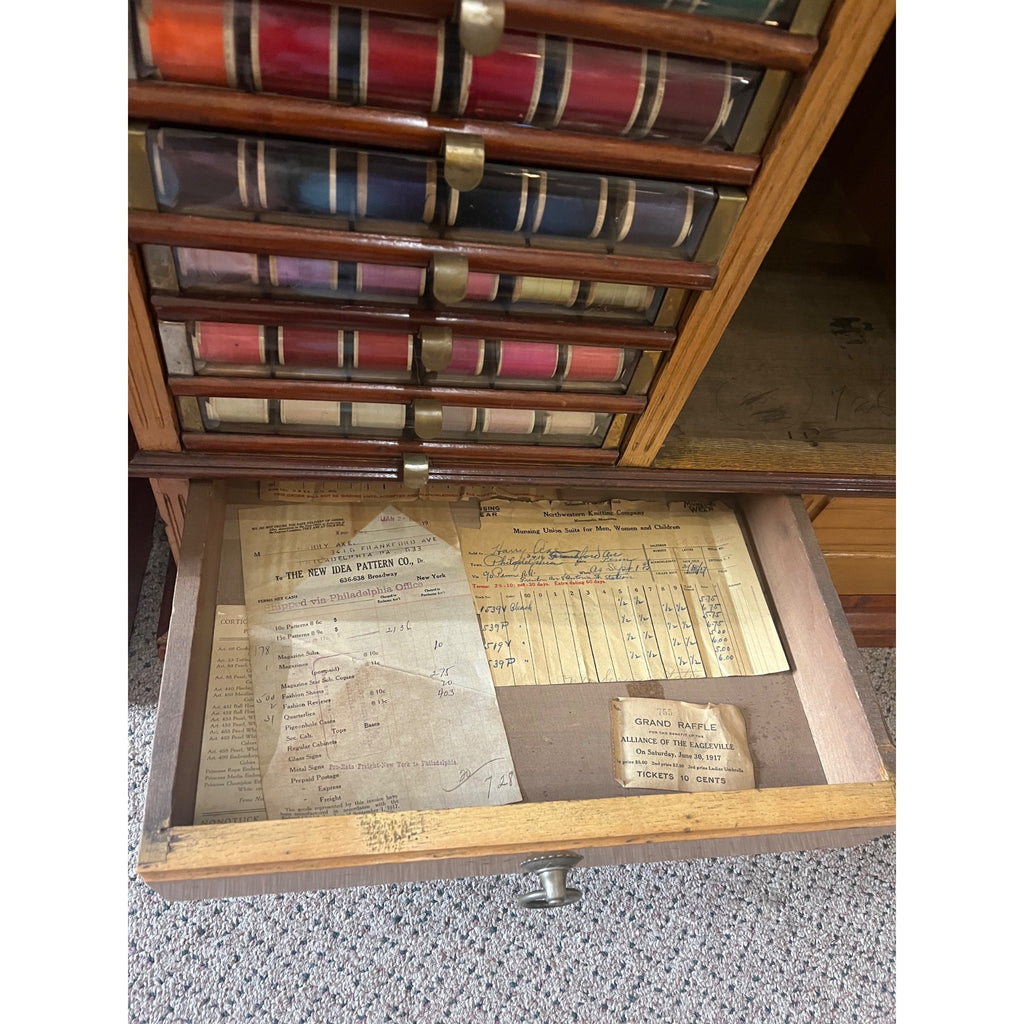 Original Antique 1900s Belding Silk Spool Country Store Advertising Cabinet
