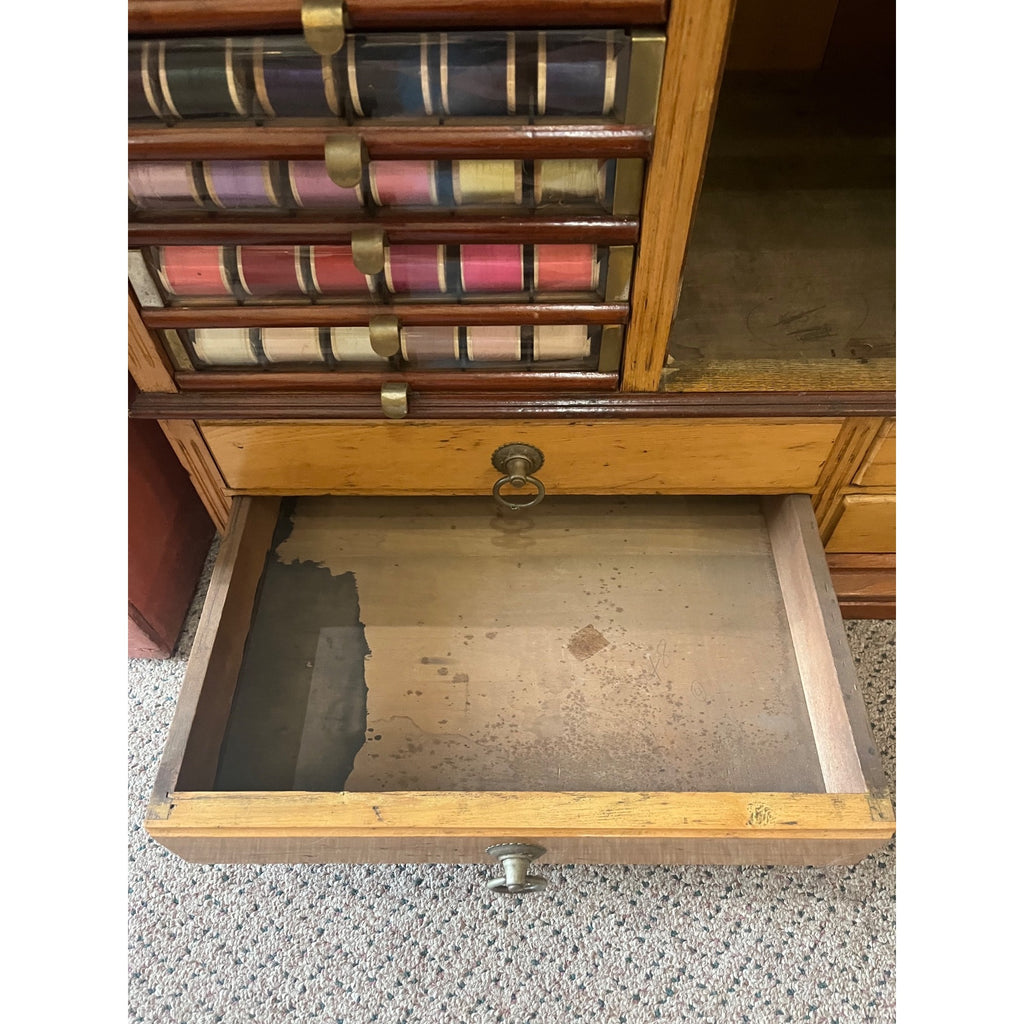 Original Antique 1900s Belding Silk Spool Country Store Advertising Cabinet