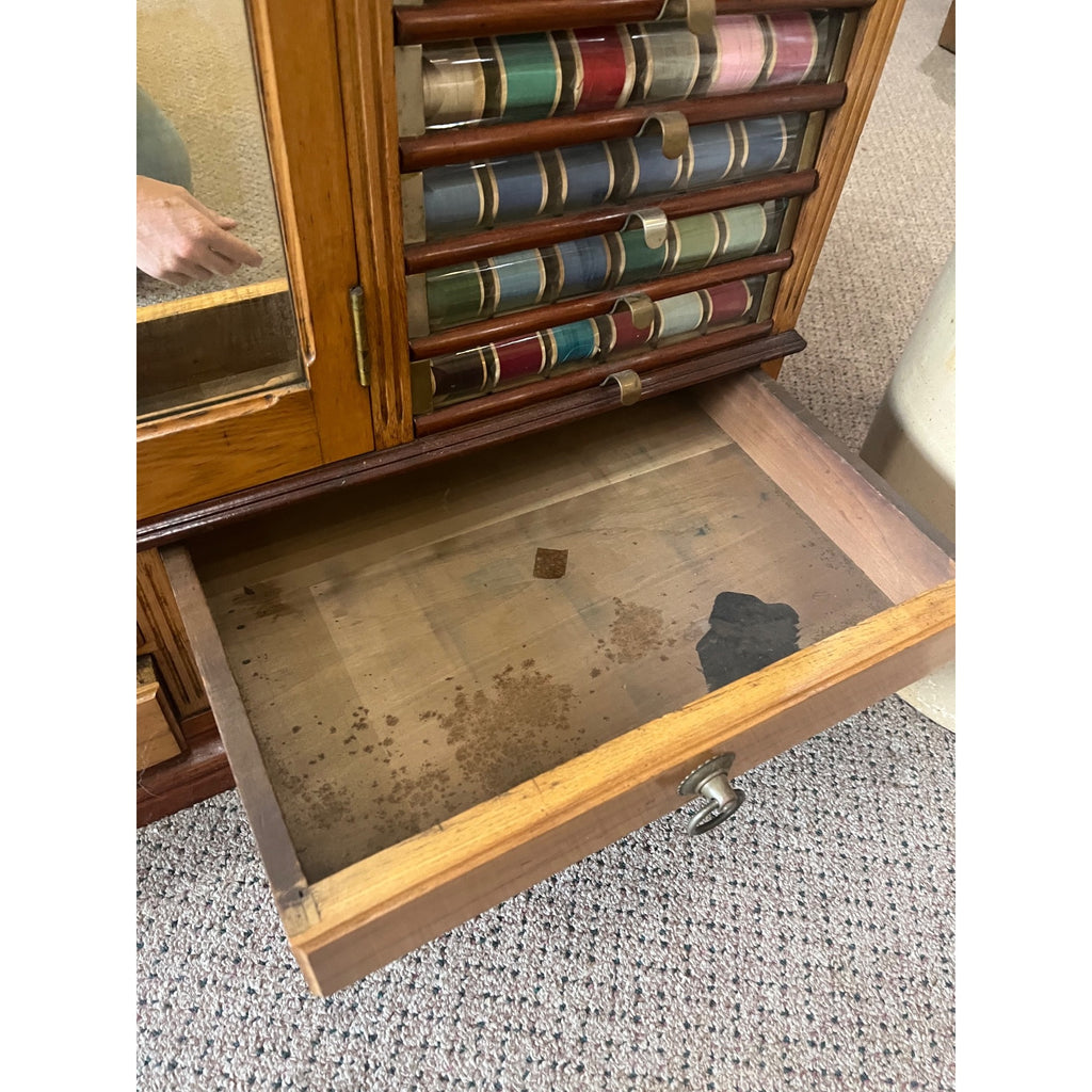 Original Antique 1900s Belding Silk Spool Country Store Advertising Cabinet