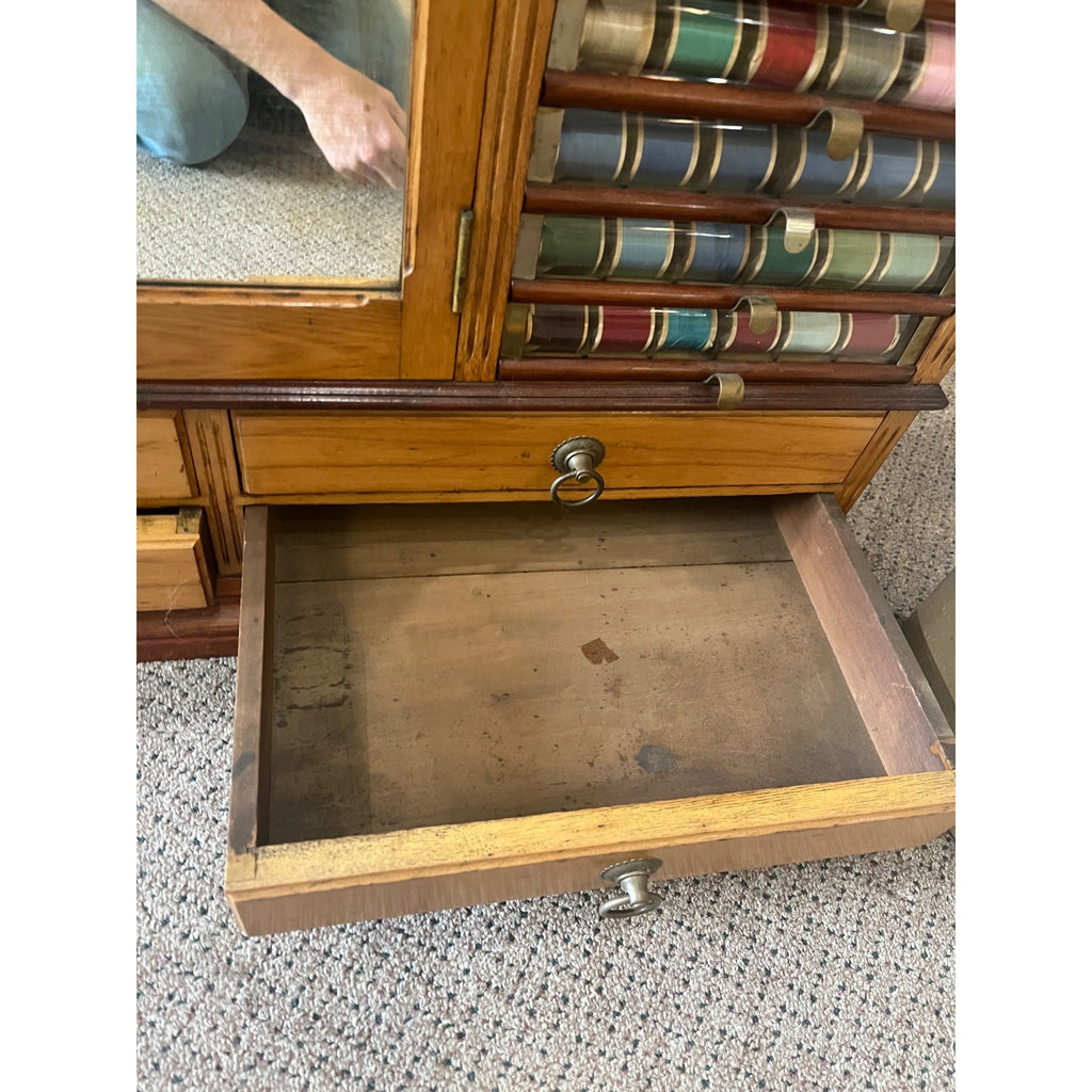 Original Antique 1900s Belding Silk Spool Country Store Advertising Cabinet