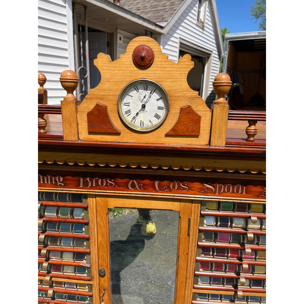 Original Antique 1900s Belding Silk Spool Country Store Advertising Cabinet