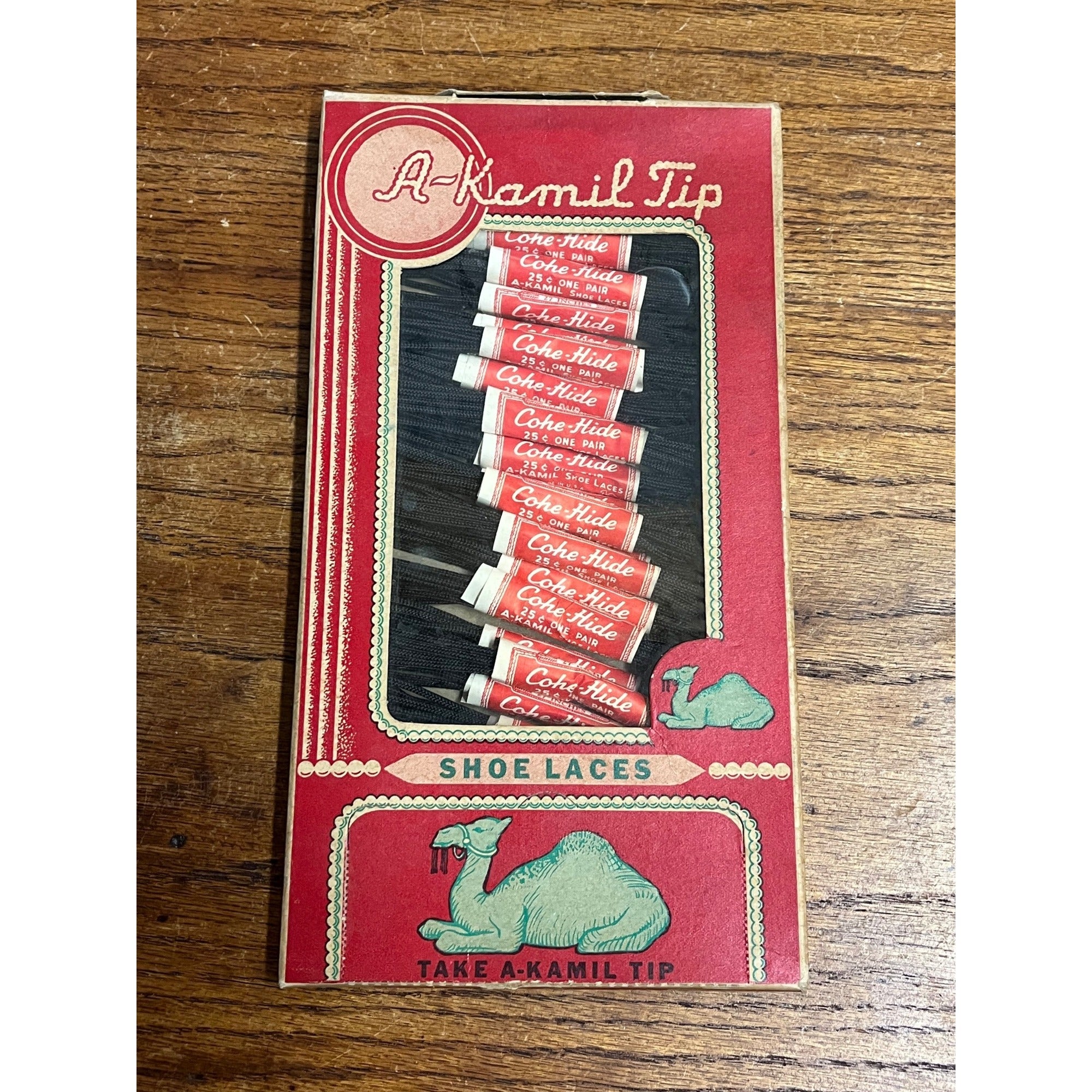 Vintage 1930s A-Kamil Tip Shoe Laces Store Display FULL NOS Box