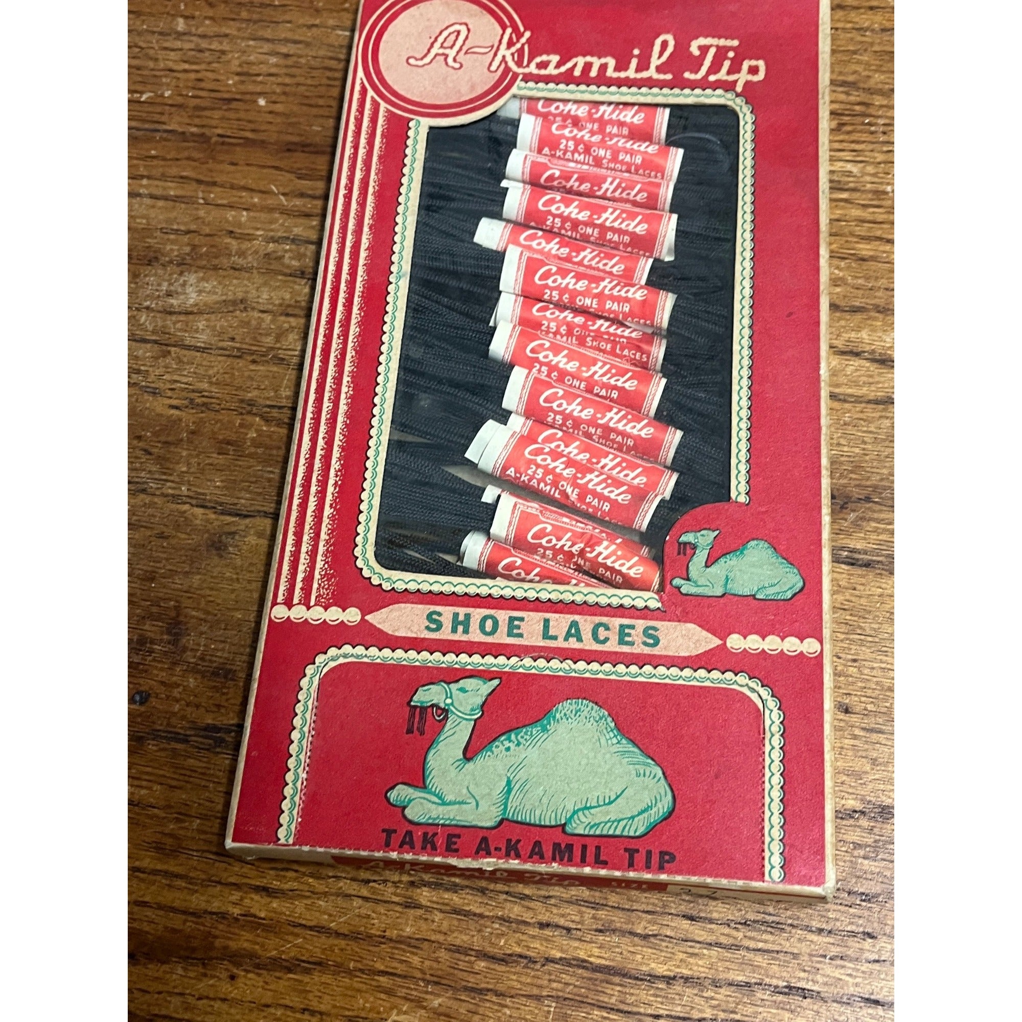 Vintage 1930s A-Kamil Tip Shoe Laces Store Display FULL NOS Box
