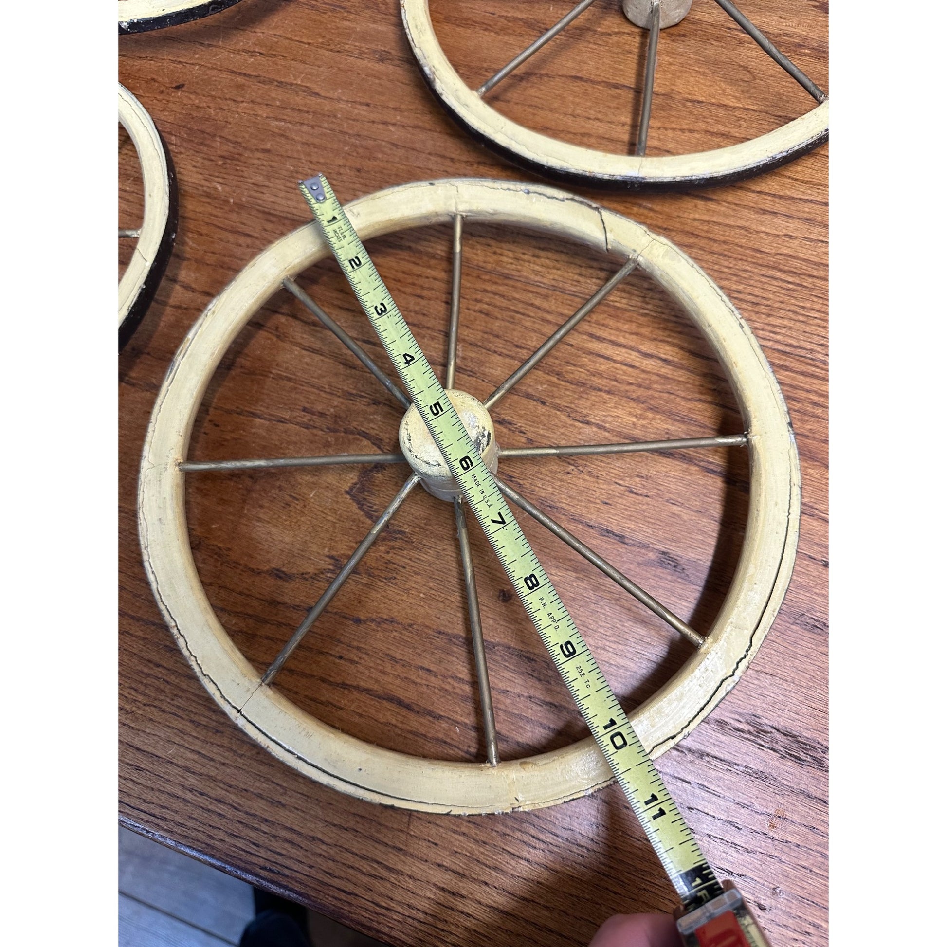 Vintage Baby Buggy Wooden Spoke Wheels Set of (4) -- 10.5" x 9" Diameter