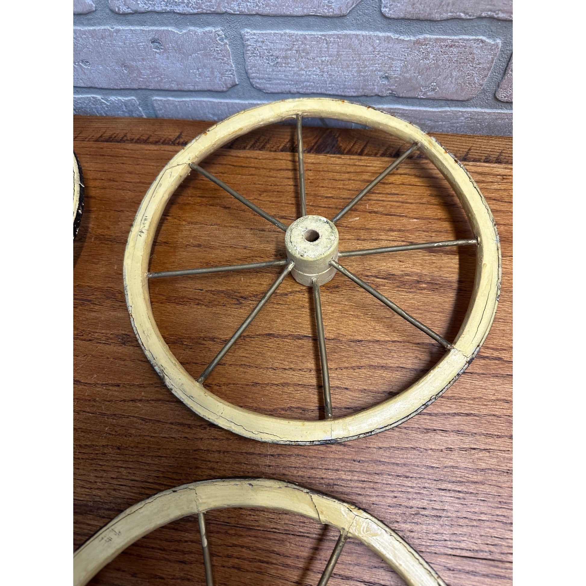 Vintage Baby Buggy Wooden Spoke Wheels Set of (4) -- 10.5" x 9" Diameter