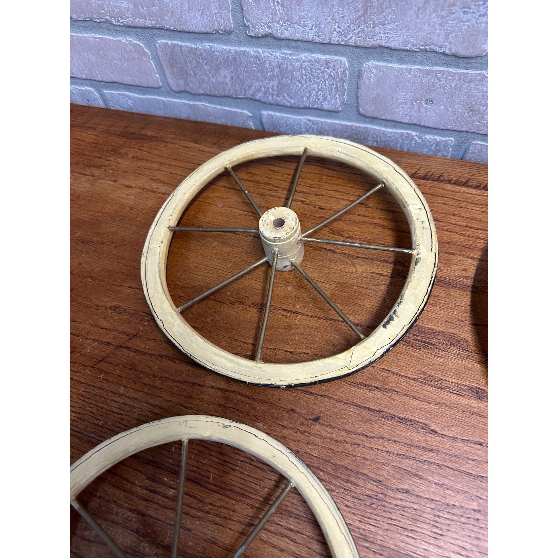 Vintage Baby Buggy Wooden Spoke Wheels Set of (4) -- 10.5" x 9" Diameter