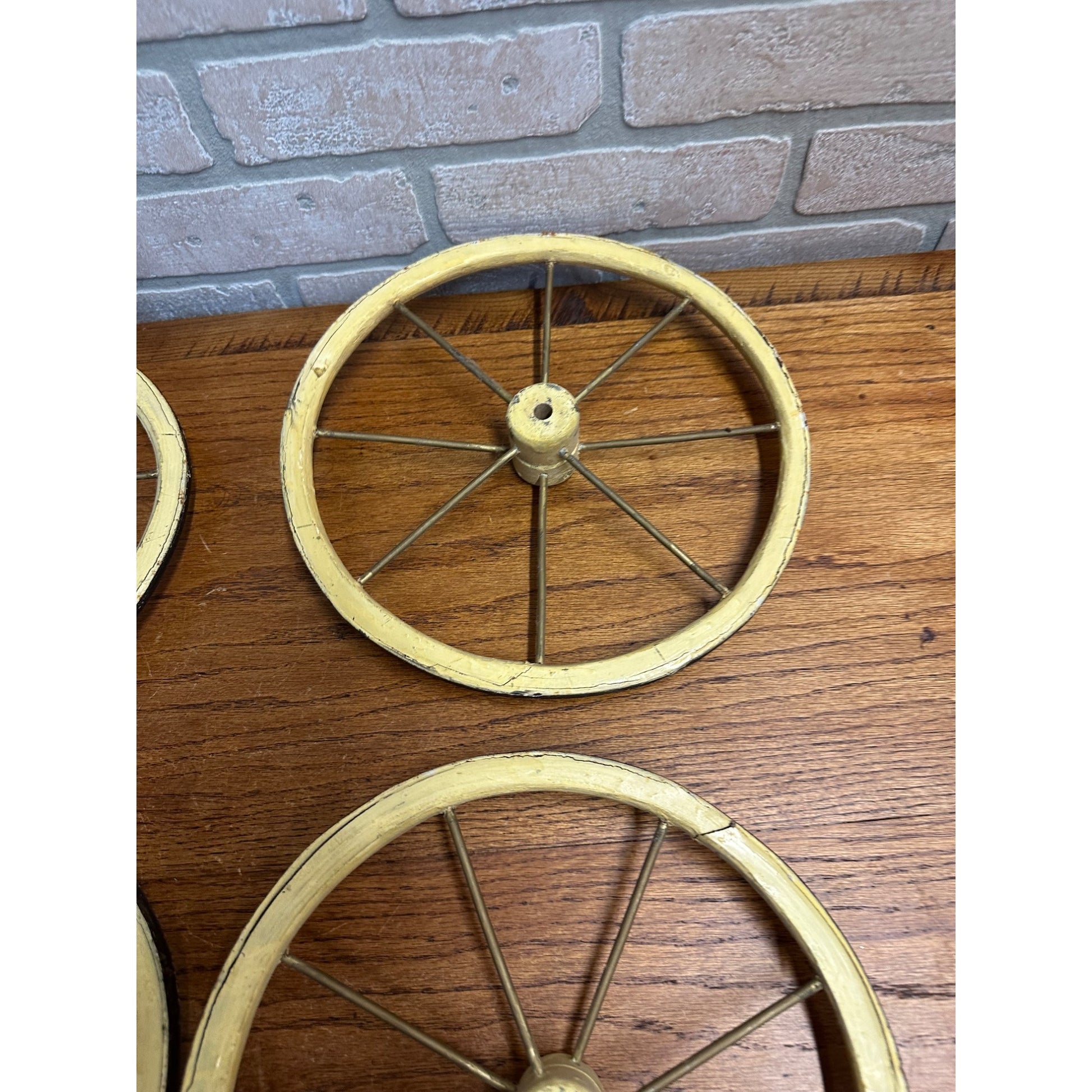 Vintage Baby Buggy Wooden Spoke Wheels Set of (4) -- 10.5" x 9" Diameter