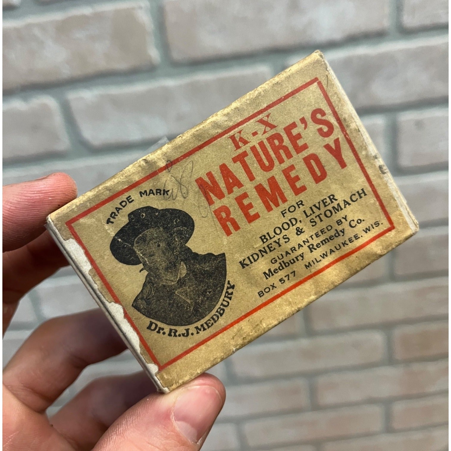 Vintage K-X Nature's Remedy Medbury Milwaukee Wis Advertising Quack Medicine Box