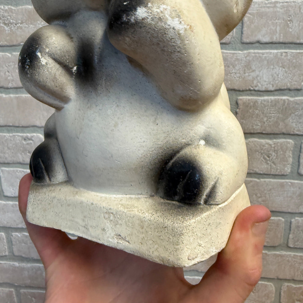 Vintage 1950s Kitty Cat Coin Bank Carnival Chalkware Prize Blakc & White 9" T