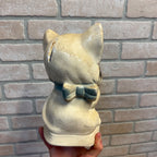 Vintage 1950s Kitty Cat Coin Bank Carnival Chalkware Prize Blakc & White 9" T