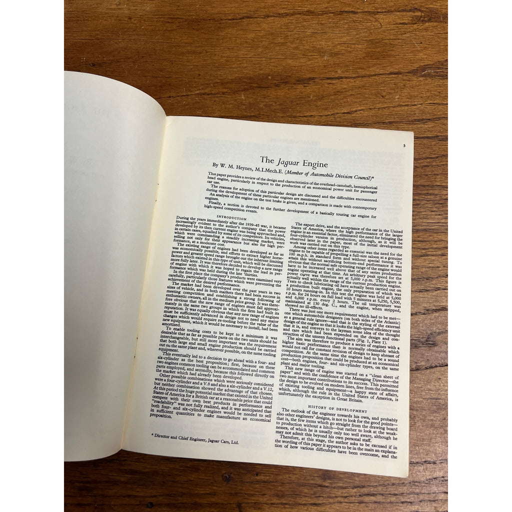 Vintage The Jaguar Engine - W. M. Heynes 1955 Advertising Salesman Data Book