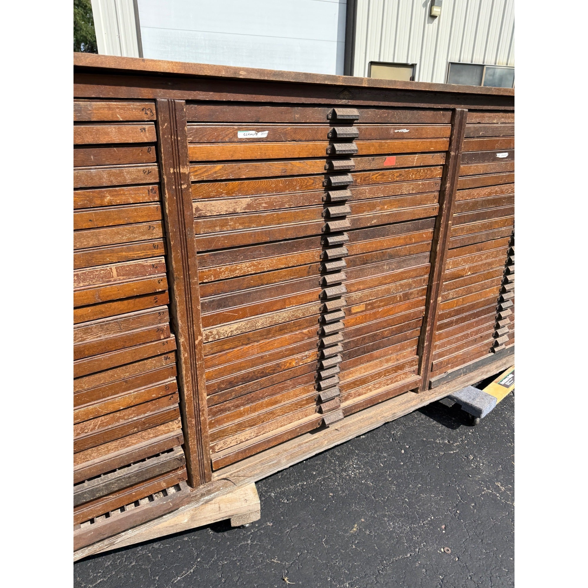 Antique LARGE Hamilton Printer’s Cabinet 74 Drawers Letterpress Typeset Industrial Storage