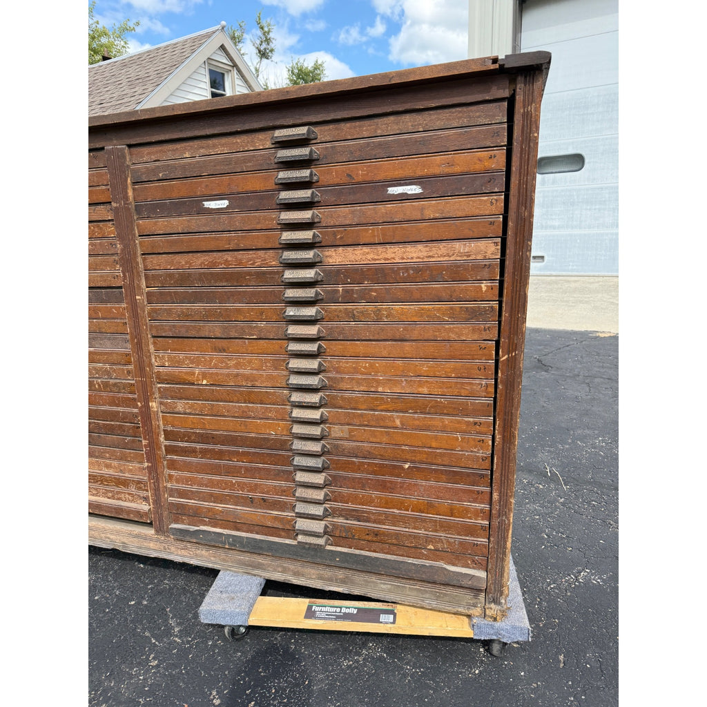 Antique LARGE Hamilton Printer’s Cabinet 74 Drawers Letterpress Typeset Industrial Storage