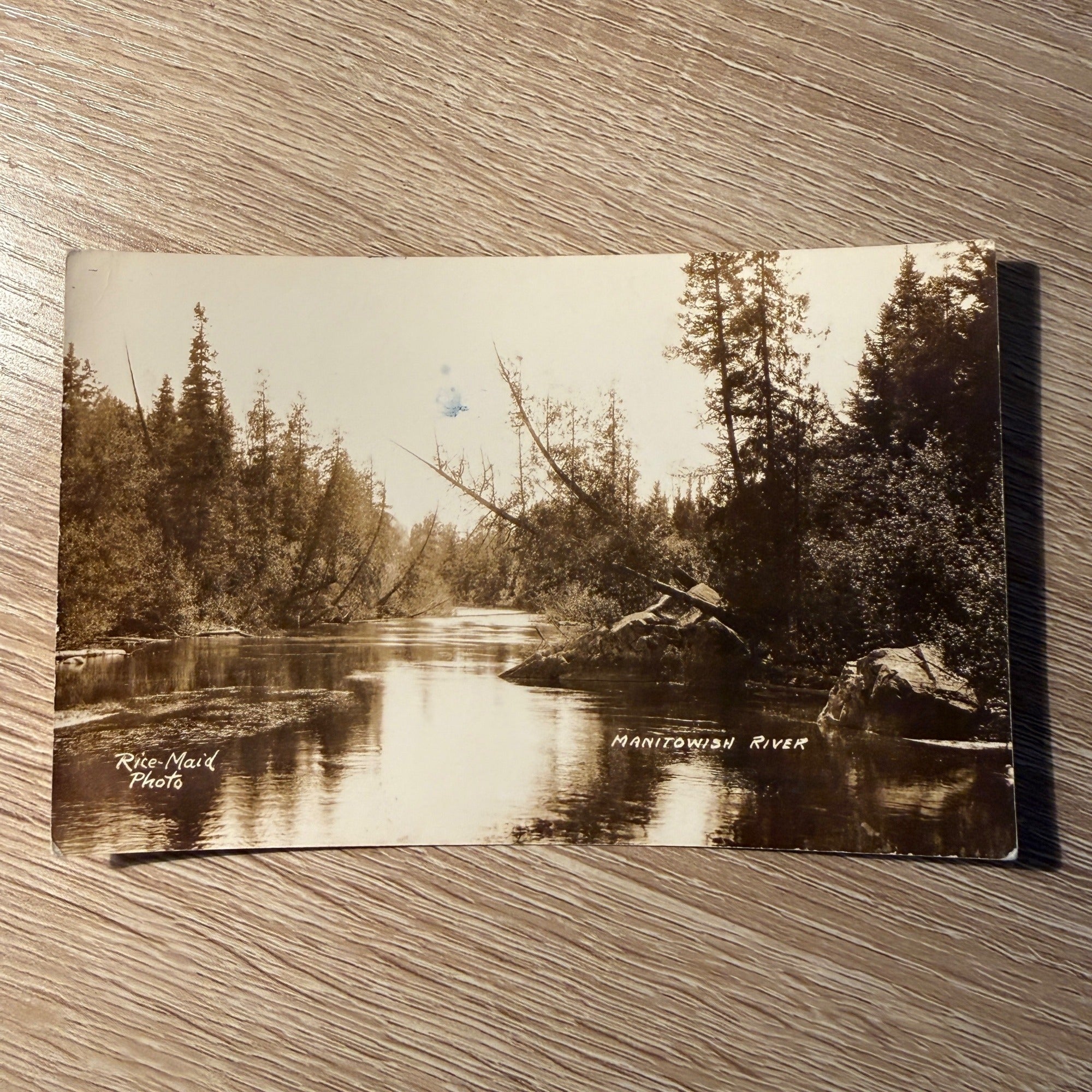 RPPC Postcard Manitowish River Rice-Maid Photos Big Cedar Lake Wis 1930s