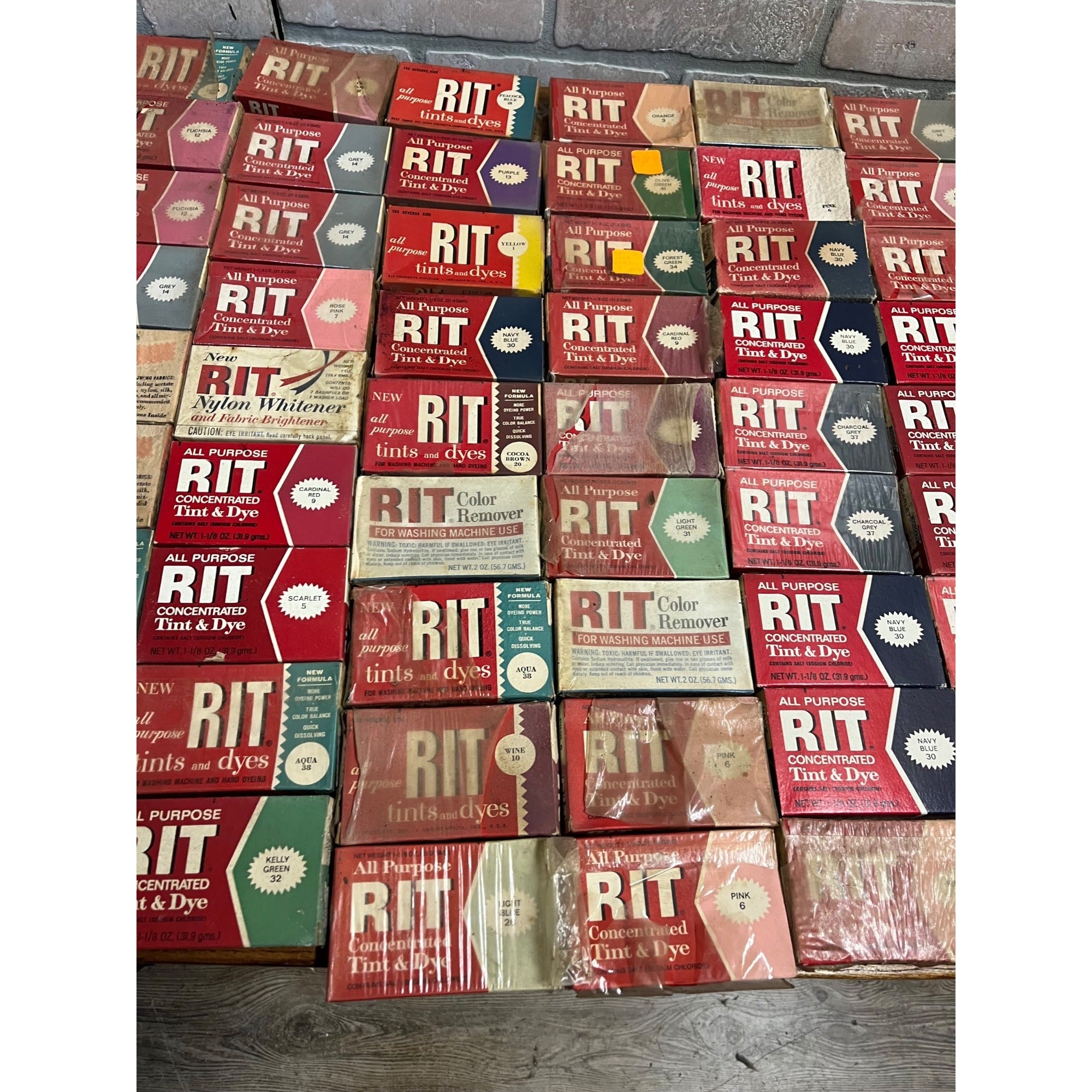 Vintage RIT Tint & Dye Lot 97 Boxes Assortment of Colors Boxes