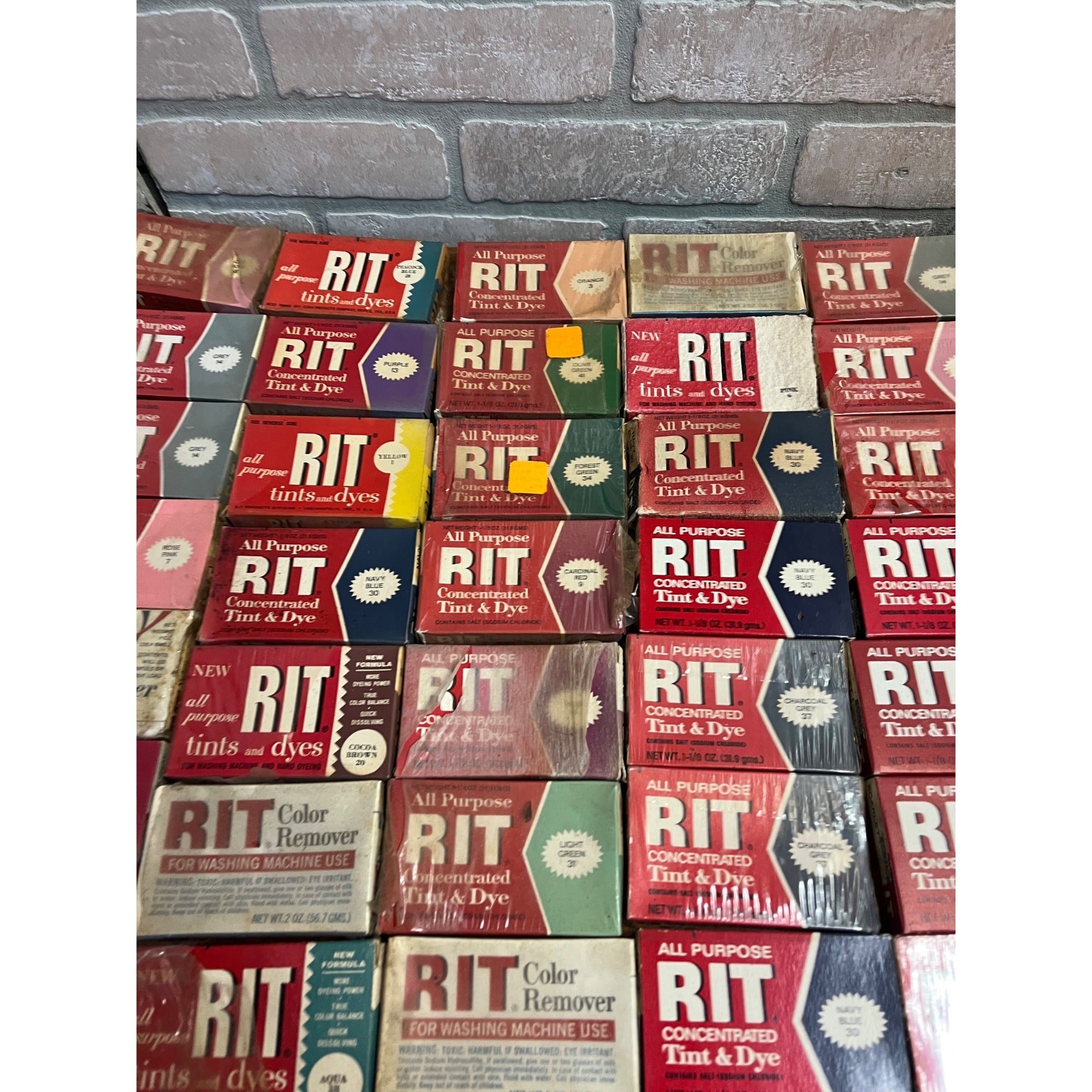 Vintage RIT Tint & Dye Lot 97 Boxes Assortment of Colors Boxes