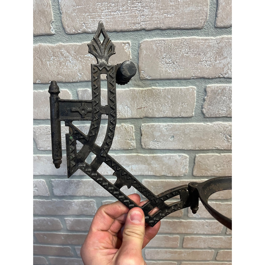 Antique Victorian Cast Iron Wall Bracket Oil Lamp Swing Arm Complete