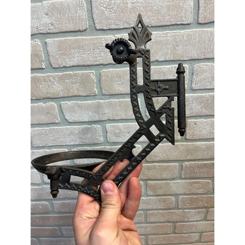 Antique Victorian Cast Iron Wall Bracket Oil Lamp Swing Arm Complete