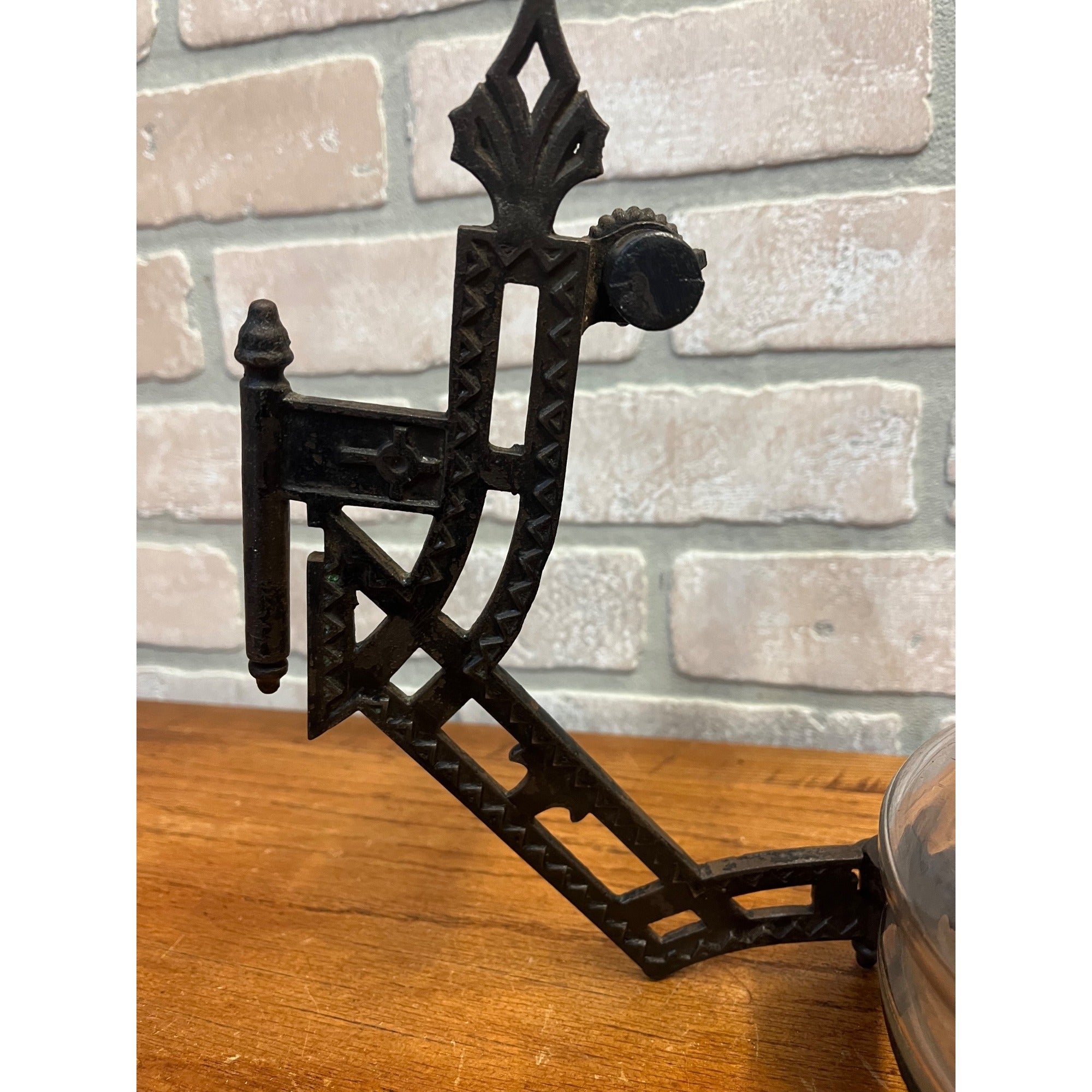 Antique Victorian Cast Iron Wall Bracket Oil Lamp Swing Arm Complete