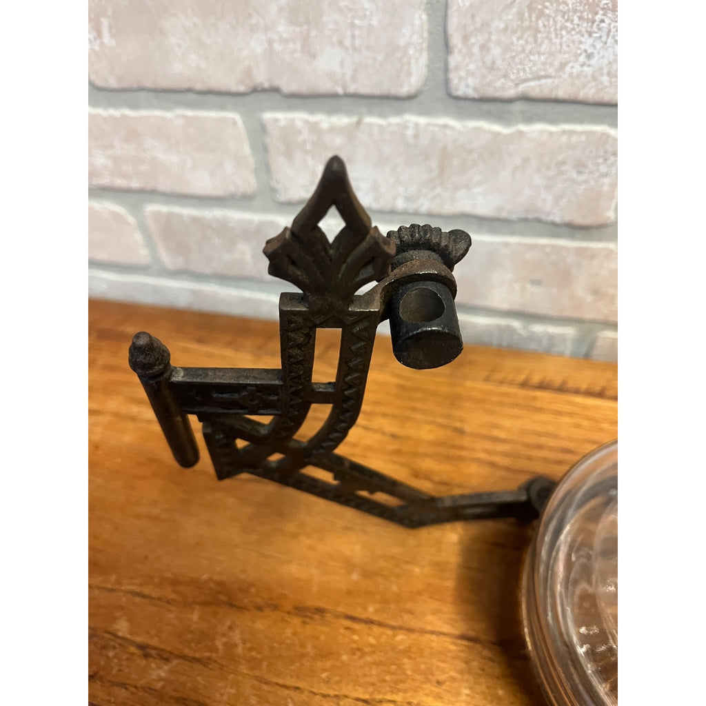 Antique Victorian Cast Iron Wall Bracket Oil Lamp Swing Arm Complete